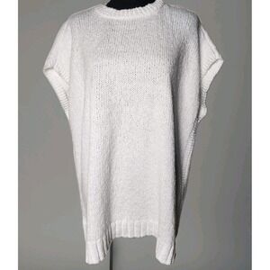 Eileen Fisher XL Sweater White Organic Cotton Boxy Sleeveless  Layering Top $198